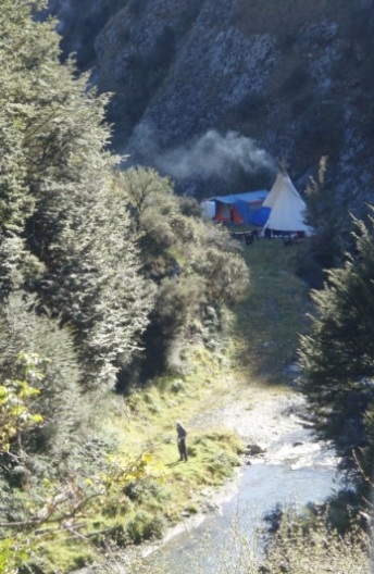 unser Camp am Moke Creek, our camp at Moke Creek